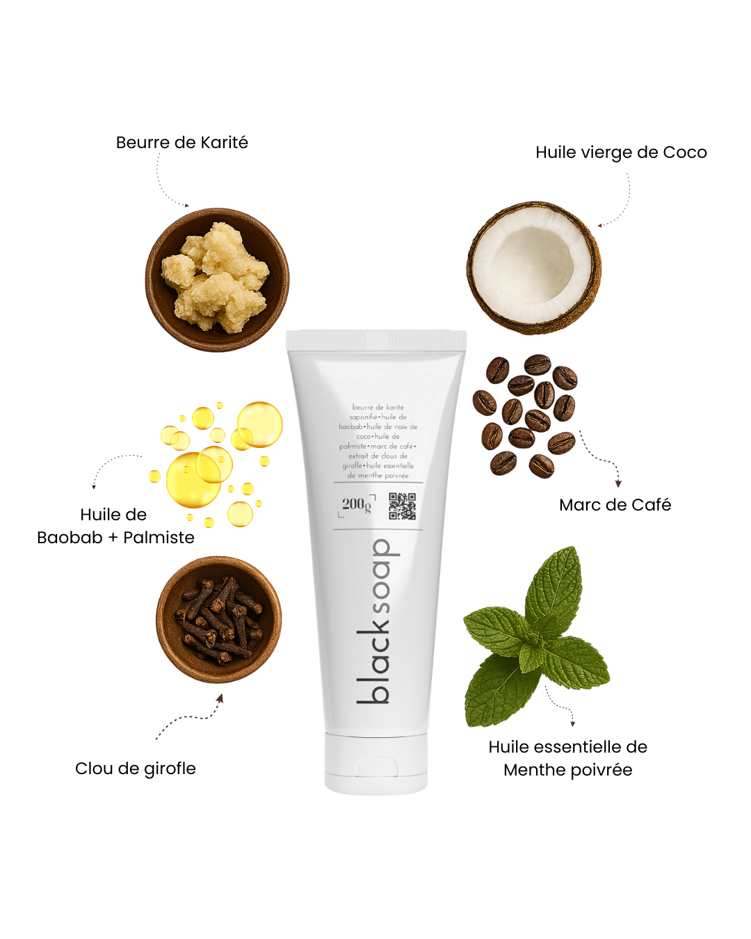 Black soap au café et menthe poivrée